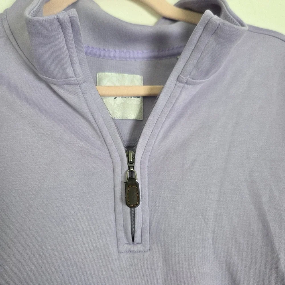 Tommy Bahama Men's XLT Quarter Zip LS Pullover Sweatshirt Lavendar Pima Cotton